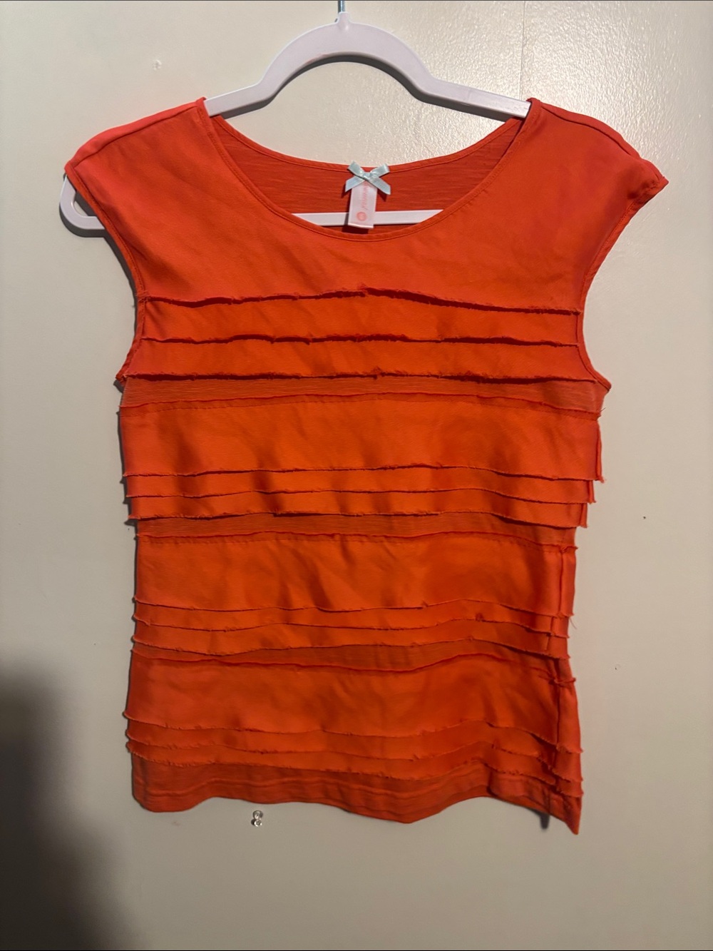 DownEast Orange Layered Ruffle Tank Top